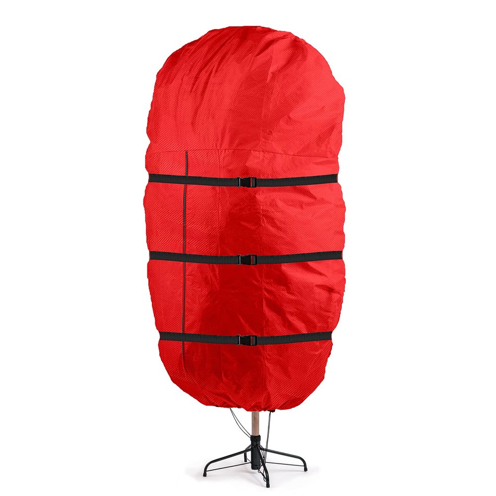 ZOBER Upright Christmas Tree Storage Bag With Drawstring Hem- Fits 7.5 Ft Trees - Oxford Waterproof Fabric Christmas Tree Bag For Storage Box For Xmas - Strong, Durable Straps & Handles - Red