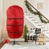 ZOBER Upright Christmas Tree Storage Bag With Drawstring Hem- Fits 7.5 Ft Trees - Oxford Waterproof Fabric Christmas Tree Bag For Storage Box For Xmas - Strong, Durable Straps & Handles - Red view 2