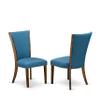 East West Furniture I2VE5-721 5 Piece Dinette Set for 4 Includes a Round Dining Table with Pedestal and 4 Blue Color Linen Fabric Parson Chairs, 48x48 Inch, Distressed Jacobean view 4