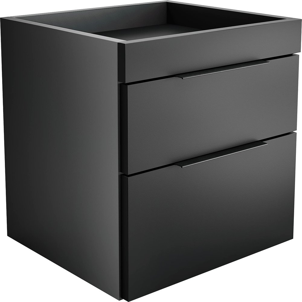 Boyd Sleep Capri Modern Two Drawer Nightstand: Small Bedroom Side Table with Storage Drawers, Black