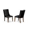 East West Furniture F3FO5-749 5 Piece Dining Room Table Set Includes a Round Dining Table with Pedestal and 4 Black Faux Leather Upholstered Chairs, 48x48 Inch, Distressed Jacobean view 4