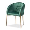 Baxton Studio Ballard Modern Luxe and Glam Green Velvet Fabric Upholstered and Gold Finished Metal Dining Chair view 1