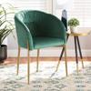 Baxton Studio Ballard Modern Luxe and Glam Green Velvet Fabric Upholstered and Gold Finished Metal Dining Chair view 2