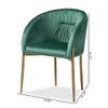 Baxton Studio Ballard Modern Luxe and Glam Green Velvet Fabric Upholstered and Gold Finished Metal Dining Chair view 3