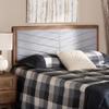 Baxton Studio IDEN Modern and Contemporary Light Grey Fabric Upholstered and Walnut Brown Finished Wood Queen Size Headboard view 2