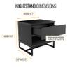 Boyd Sleep Catania One Drawer Nightstand with Open Storage Shelf: Modern Bedroom Storage Side Table, Black view 2