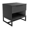 Boyd Sleep Catania One Drawer Nightstand with Open Storage Shelf: Modern Bedroom Storage Side Table, Black view 3