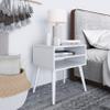 Boyd Sleep Ragusa Mid Century Dual Open Shelf Storage Nightstand: Bedside Table with Modern Design, White view 2