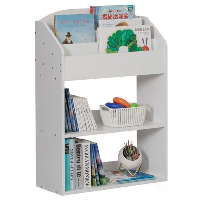 Basicwise Modern Wooden Storage Bookcase with Shelf, Playroom Bedroom Living and Office