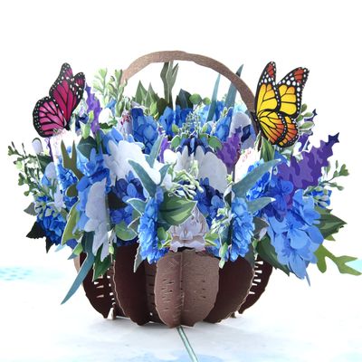 Teabug Cards Hydrangea Flower Basket Pop Up Card, Birthday Card, Mother's Day Card, Anniversary, Valentines Day Card, Retirement, Thinking of You