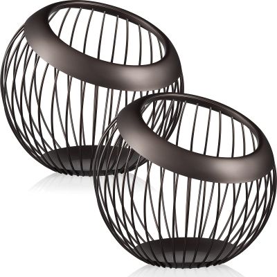 2 Pieces Coffee Pods Holder K Pods Holder Large Capacity Coffee Pod Baskets Stainless Steel Cup Organizer Sturdy for Espresso Capsule Pot Storage Metal Wire Fruit Bowl Snack Storage(Dark Brown)