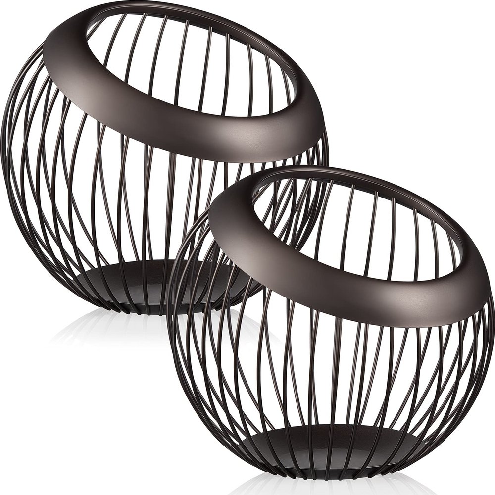 2 Pieces Coffee Pods Holder K Pods Holder Large Capacity Coffee Pod Baskets Stainless Steel Cup Organizer Sturdy for Espresso Capsule Pot Storage Metal Wire Fruit Bowl Snack Storage(Dark Brown)