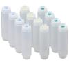 FIFO Squeeze Bottle Refillable 16 oz | 4 Green 4 Yellow 4 Blue Tip Small Valve Dispenser for Thin Condiments, Sauces, Batter and Dressing | Self Sealing No Drip No Hassle | Variety Pack (12 Pack) view 1