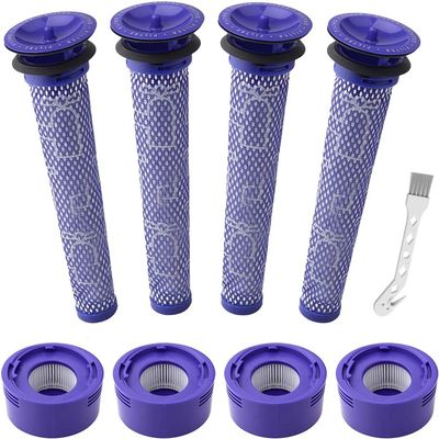 8 Pack Vacuum Filter Replacement Kit for Dyson V7, V8 Animal and V8 Absolute Vacuum, 4 Post Filter, 4 Pre Filter, Replaces Part # 965661-01 & 967478-01