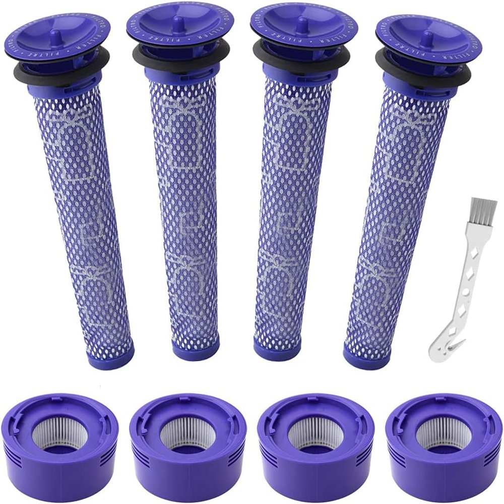 8 Pack Vacuum Filter Replacement Kit for Dyson V7, V8 Animal and V8 Absolute Vacuum, 4 Post Filter, 4 Pre Filter, Replaces Part # 965661-01 & 967478-01