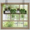 Ceiling Hanging Retro Wine Racks Family Storage Organizer - Wood and Black Metal Iron Flower Stand, Plant Railing Shelf, Kitchen Pot Pan Cookware Rack Decorations Display Shelves for Flower Shop view 1