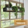 Ceiling Hanging Retro Wine Racks Family Storage Organizer - Wood and Black Metal Iron Flower Stand, Plant Railing Shelf, Kitchen Pot Pan Cookware Rack Decorations Display Shelves for Flower Shop view 3