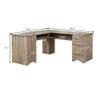 AOCHUANG L-Shaped Home Office Wood Corner Desk, Home Office Desk, Writing Table Workstation with Spacious Surface, Corner Computer Desk with Drawers and Storage Shelf, Easy Assembly view 2