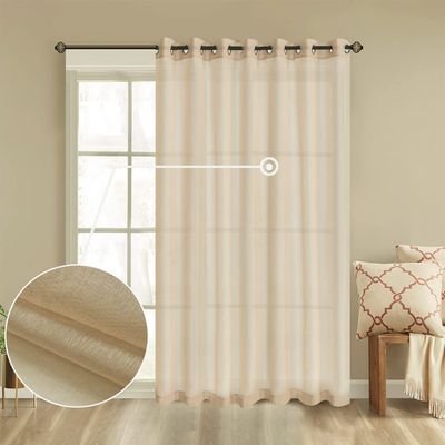 GYROHOME Semi Sheer Solid Voile Curtain for Living Room Bedroom Patio Door,Sunlight Filtering Protect Privacy,Grommet Ring Top, Set of 2Panels, Khaki,52x63inch
