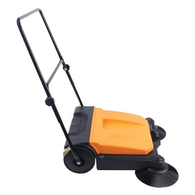 26" Hand-Push Sweeping Sweeper, Garden Sweeping Sweeper 15L Industrial Manual Push Sweeper Foldable Walk-Behind Floor Sweeping Machine for Garden Warehouse Road School Hotel