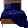 Smooth Luxurious Silk Like Satin Royal Blue Oversized Queen 6 Piece Sheet Set (Flat Sheet + Fitted 18" + 4 Pillowcases) Easy Fit - Breathable & Cooling Sheets - Wrinkle Free view 1