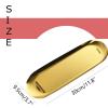 2 Pack Long Narrow Gold Rolling Metal Decorative Tray, 12 Inch Stainless Steel Golden Serving Tray, Oval Brass Vanity Tray Table Dcor Platter for Jewelry, Towel, Bathroom, Desktop, Exxacttorch view 2