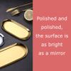 2 Pack Long Narrow Gold Rolling Metal Decorative Tray, 12 Inch Stainless Steel Golden Serving Tray, Oval Brass Vanity Tray Table Dcor Platter for Jewelry, Towel, Bathroom, Desktop, Exxacttorch view 4