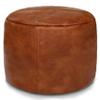 Thgonwid Unstuffed Faux Leather Pouf Cover, Handmade Footstool Ottoman Storage Solution, Floor Footrest Cushion, 16.5Dx12H, Amaretto view 1