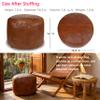 Thgonwid Unstuffed Faux Leather Pouf Cover, Handmade Footstool Ottoman Storage Solution, Floor Footrest Cushion, 16.5Dx12H, Amaretto view 2
