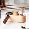 58mm/2.3in Coffee Tamper Stand Wood Material Three-Hole Design,Espresso Tamper Stand with Anti-Slip Rubber Base Pad Coffee Tamper Base for Home Cafe view 4