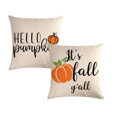 7COLORROOM Set of 2 Its Fall Yall Throw Pillow Covers Autumn Harvest Hello Pumpkin Cushion Cover Farmhouse Fall Decor Pillowcases 1818 for Thanksgiving Sofa Couch Bed