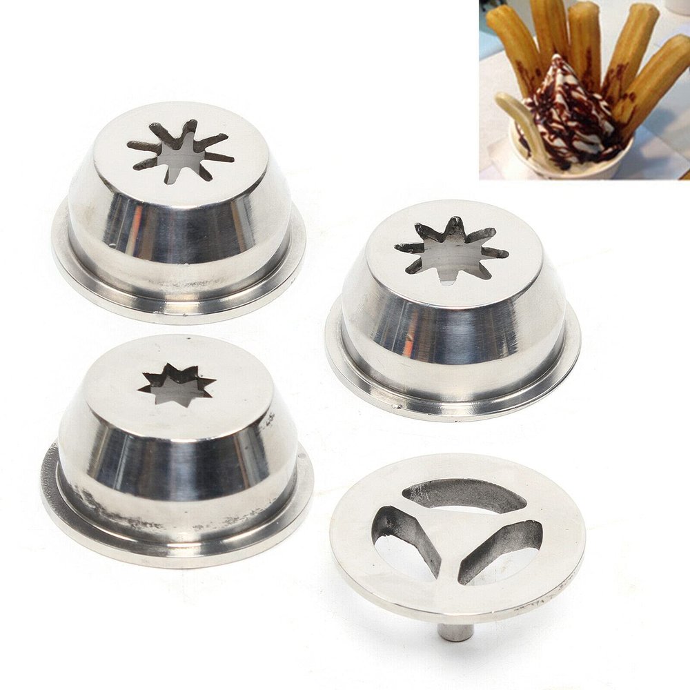 DENESTUS Stainless Steel Hollow Churro Nozzles Attachment Churro Maker Accessories 8/15/24mm 3 Sizes Youtiao Nozzle for Restaurant Kitchen