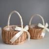 ASSR 2PCS Wedding Flower Girl Basket Set,Wicker Rattan Flower Basket with Handle,Petal Basket Candy Storage Basket ,Rattan Box Home Decoration, Pink, 5.9x7.5 in (210209HT07-32#ADM05) view 4