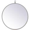Allora 18" Round Mid Century Metal Frame Hooked Clear Beveled Mirror, Silver Finish, MDF Backing and Metal Hanger, Vertical or Horizontal Use, Entryway/Hallway/Bedroom/Bathroom Decor view 1