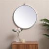 Allora 18" Round Mid Century Metal Frame Hooked Clear Beveled Mirror, Silver Finish, MDF Backing and Metal Hanger, Vertical or Horizontal Use, Entryway/Hallway/Bedroom/Bathroom Decor view 2