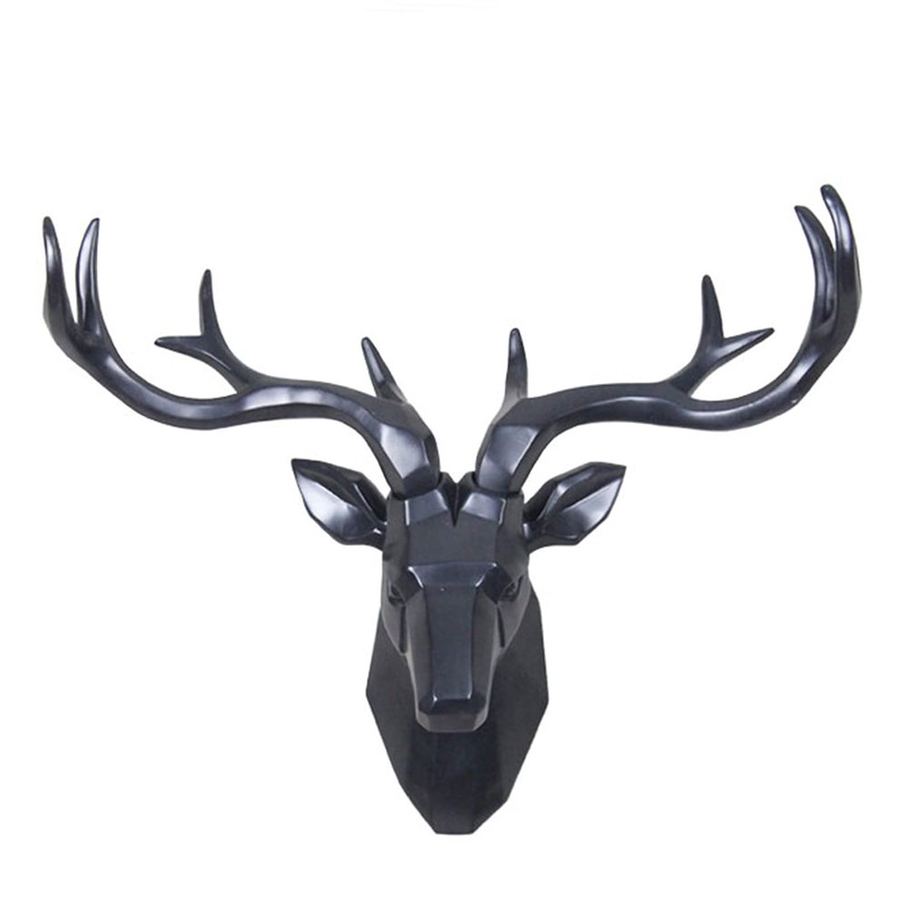 Animal Head Wall Decor,Wall Mounted Artificial Deer Head Antlers,Faux Taxidermy Creative Home Accessories Statues Sculptures,Resin Geometrical Deer Head Home Decoration,for Living Room Office