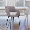 Allora 32" Modern Fabric Open Back Dining Accent Chair, Gray and Black Finish, Foam Padded Seat, Sturdy Metal Legs, Mid-Century Style, Comfortable Seating for Dining Room or Accent Use view 2