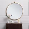 Allora 21" Round Metal Frame Mirror, Clear Beveled Glass and Brass Finish, Mid Century Style, MDF Backing, Vertical or Horizontal Mount, Ideal for Entryway, Hallway, Bedroom, Bathroom, Living Room view 2