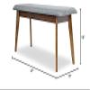Allora Mid-Century Modern Design Large Fabric Upholstered Dining Bench in Gray view 3