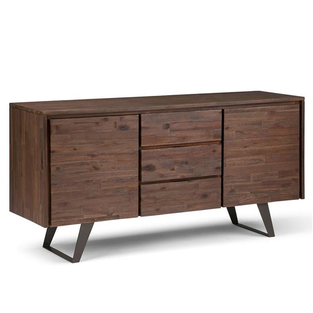 Allora Buffet 60" Sideboard Buffet, Accent Cabinet, Entryway Cabinet, Storage with 2 Side Doors, 3 Drawers and 2 Cabinets with Large Storage Spaces in Distressed Charcoal Brown