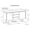 Allora Buffet 60" Sideboard Buffet, Accent Cabinet, Entryway Cabinet, Storage with 2 Side Doors, 3 Drawers and 2 Cabinets with Large Storage Spaces in Distressed Charcoal Brown view 2