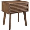 Allora Mid-Century Wood Nightstand with Full-Extension Glide Drawer, Tapered Wood Legs, Assembly Required, for Bedroom/Living Room, in Walnut Finish view 1