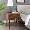 Allora Mid-Century Wood Nightstand with Full-Extension Glide Drawer, Tapered Wood Legs, Assembly Required, for Bedroom/Living Room, in Walnut Finish view 3