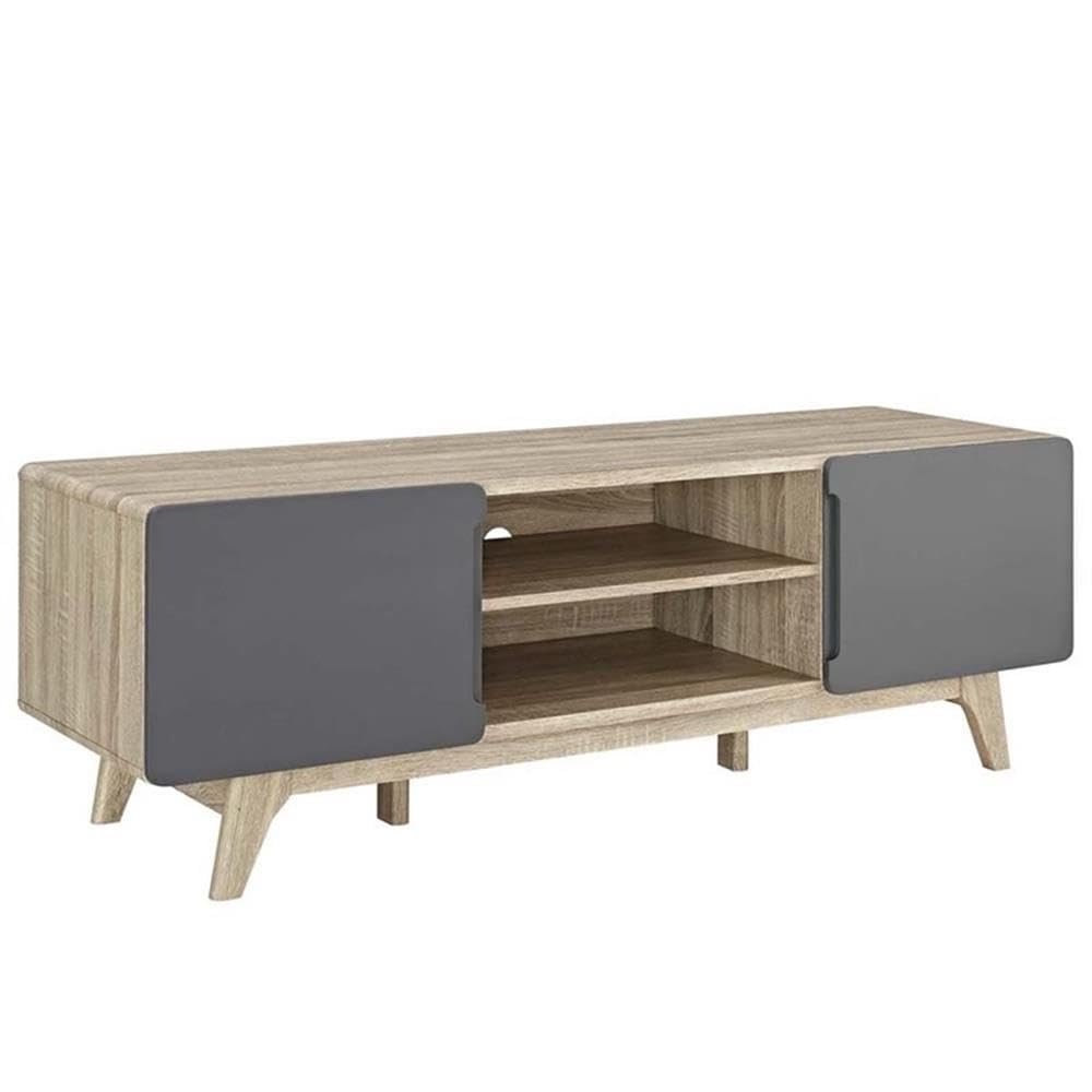 Allora Modern Wood TV Stand for TVs up to 65" in Natural/Gray