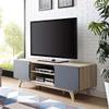 Allora Modern Wood TV Stand for TVs up to 65" in Natural/Gray view 2
