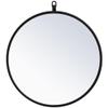 Allora 18" Round Metal Frame Hooked Clear Beveled Mirror, Black Finish, Contemporary Mid Century Design, 18 in Diameter, Vertical/Horizontal Mount, Entryway, Bedroom, Bathroom or Living Room Decor view 1