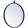 Allora 18" Round Metal Frame Hooked Clear Beveled Mirror, Black Finish, Contemporary Mid Century Design, 18 in Diameter, Vertical/Horizontal Mount, Entryway, Bedroom, Bathroom or Living Room Decor view 3