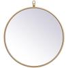 Allora 18" Round Metal Frame Mirror, Hooked Beveled Glass, Brass Finish, Mid Century Style, MDF Backing, Vertical/Horizontal Hanging, Entryway, Hallway, Bedroom, Bathroom, Living Room Decor view 1