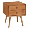 Allora Mid-Century Modern 2 Drawer Solid Wood Bedside Nightstand in Caramel view 1