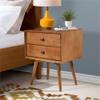 Allora Mid-Century Modern 2 Drawer Solid Wood Bedside Nightstand in Caramel view 2